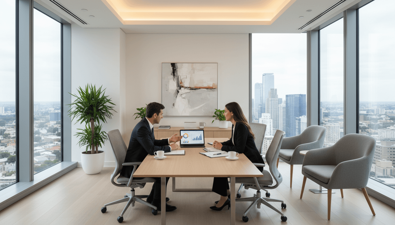 Credit Declined consultant meeting with client during confidential financial consultation